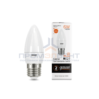 Лампа Gauss Elementary Свеча 6W 420lm 3000K Е27 LED 1/10/100