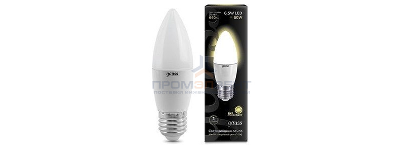 Лампа Gauss Свеча 6.5W 520lm 3000К E27 LED 1/10/100