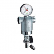 Фильтр тонкой очистки промывной FAR 3948 - 1/2" (ВР/ВР, 300 мкм, PN25, Tmax: 95°C, с манометром)