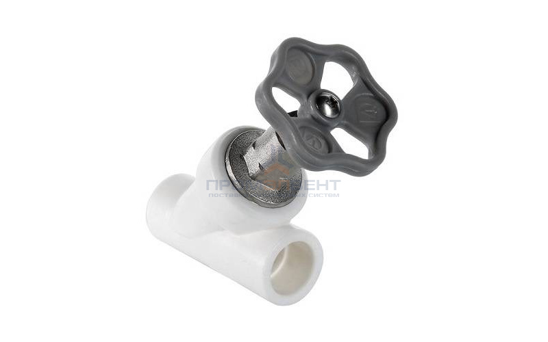 Кран вентильный косой VALTEC VTp.714 - 20 (для полипропиленовых труб под пайку, цвет белый)