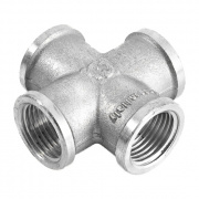 Крестовина латунная резьбовая равнопроходная STOUT (ВР) - 1"1/2 (никелированная)