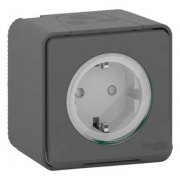 Розетка с крышкой IP55 накладной монтаж Mureva Styl Schneider Electric Антрацит