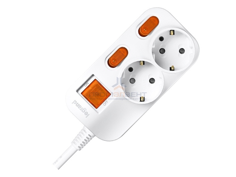 Anam Legrand e-Fren 2 Удлинитель с выключателем+ индивидуальным выкл.,шнур 2.5м, 16A, 250V