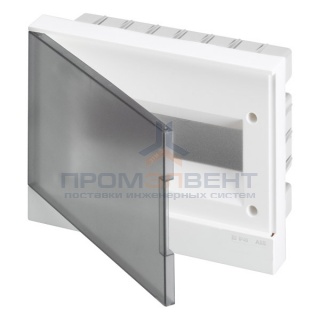 ABB Basic E Бокс в нишу 12М серая прозрачная дверь (c клеммами)