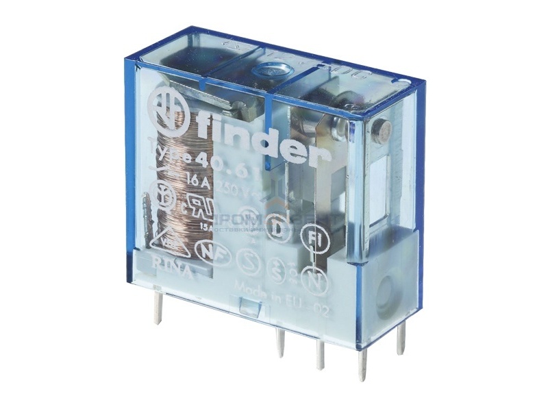 Миниатюрное PCB-реле Finder выводы 5мм, 1 контакт, 16A AC (50/60Гц) 230В AgCdO